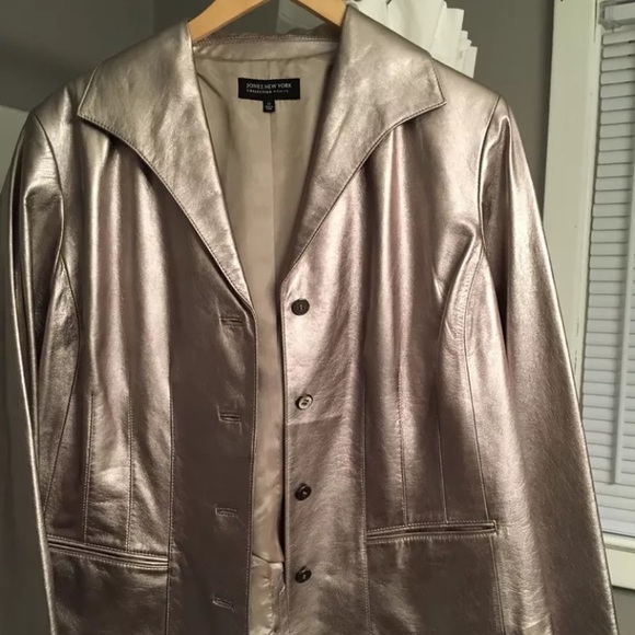 Jones New York Metallic Blazer- leather - Picture 2 of 3